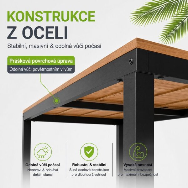 Zahradní jídelní set z akáciového dřeva pro 4 osoby, 5dílný