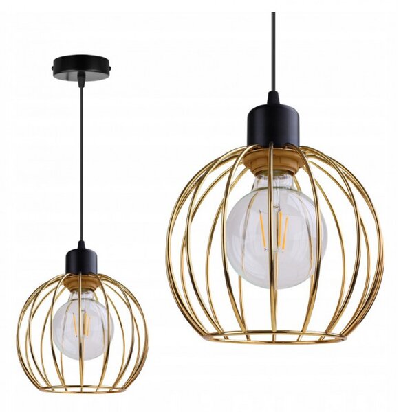 Light for home - Závěsné svítidlo na lanku s kovovým stínítkem LH017 "MONA", 1x60W, E27, Černá