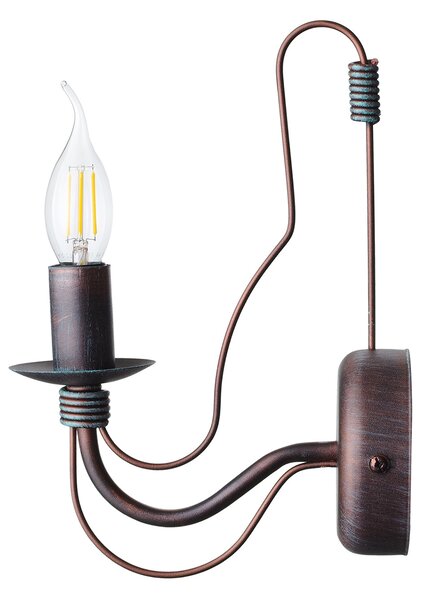 Light for home - Kovové klasické nástěnné svítidlo Retro 30301 "Isabella", 1x40W, E14, černá, měď