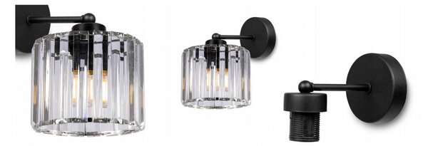 Light for home - Kompaktní nástěnné svítidlo se skleněným stínidlem HOLDI 2202/K, E27, Černá