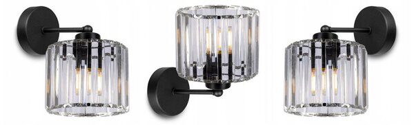 Light for home - Kompaktní nástěnné svítidlo se skleněným stínidlem HOLDI 2202/K, E27, Černá