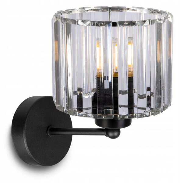 Light for home - Kompaktní nástěnné svítidlo se skleněným stínidlem HOLDI 2202/K, E27, Černá