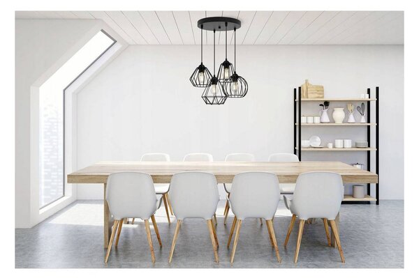 Light for home - Černé závěsné světlo s originálními kovovými stínidlami EDISON 1502/4/OW/MIX, E27, Černá