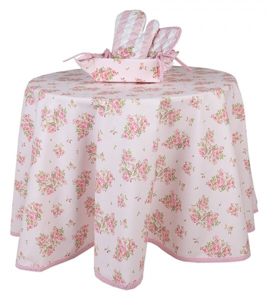 Bavlněný kulatý ubrus s květy růže Sweet Roses - Ø 170 cm - Clayre & Eef