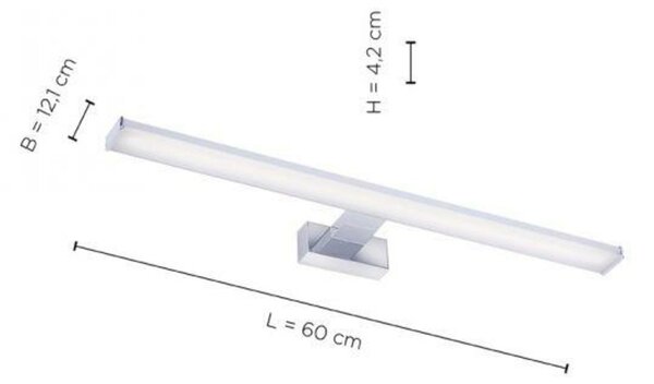 JUST LIGHT LEUCHTEN DIRECT LED nástěnné svítidlo, svítidlo k zrcadlu, chrom, L=60cm 4000K LD 11133-17