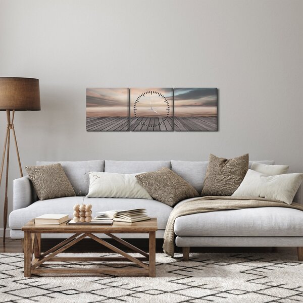 Obraz - Molo při západu slunce (s hodinami) (90x30 cm)