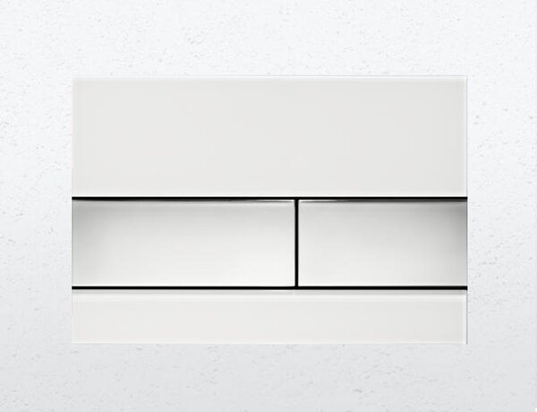 Splachovací tlačítko duální TECEsquare 220x150 mm sklo bílá/chrom lesklý