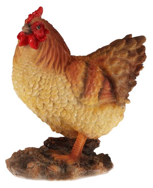 Zahradní figurka z polyresinu Chicken, 19 cm, hnědá