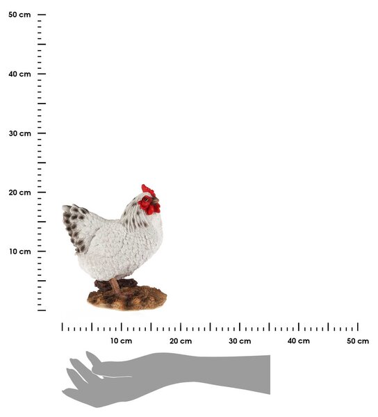 Zahradní figurka z polyresinu Chicken, 19 cm, bílá