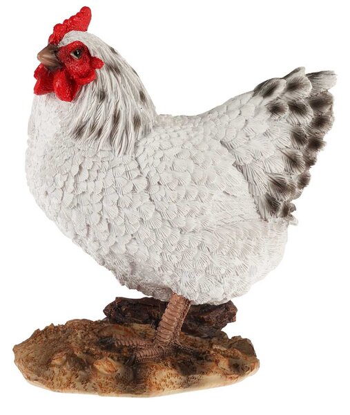 Zahradní figurka z polyresinu Chicken, 19 cm, bílá