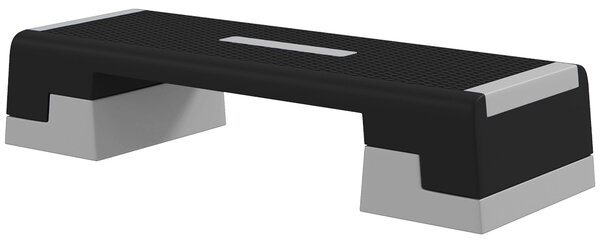 SPORTNOW Nastavitelný výškový steper s odnímatelnými schůdky a protiskluzovou základnou, aerobní schod v ABS, 97x36x15/20/25 cm, Šedá | Aosom