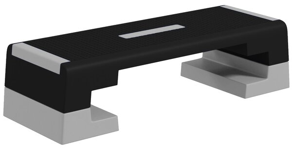SPORTNOW Nastavitelný výškový steper s odnímatelnými schůdky a protiskluzovou základnou, aerobní schod v ABS, 97x36x15/20/25 cm, Šedá | Aosom