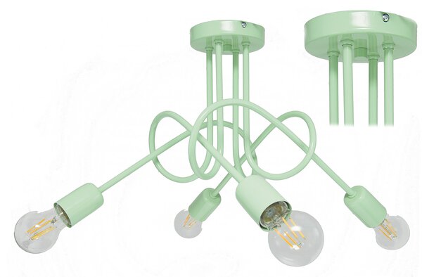 Light for home - Závěsné svítidlo 1001/4PS MONDO, 4xE27/60W PASTEL SELEDYN, 4xE27/60W, E27, PASTEL SELEDYN