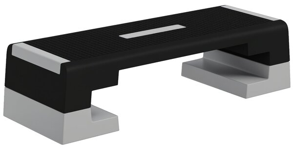 SPORTNOW Nastavitelný výškový steper s odnímatelnými schůdky a protiskluzovou základnou, aerobní schod v ABS, 97x36x15/20/25 cm, Šedá | Aosom