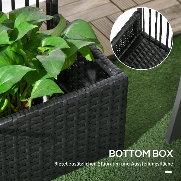 Vyvýšený záhon Outsunny s treláží v ratanovém stylu, 103 x 103 x 29 cm - černý | Aosom