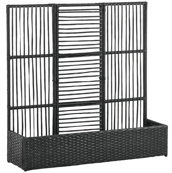 Vyvýšený záhon Outsunny s treláží v ratanovém stylu, 103 x 103 x 29 cm - černý | Aosom