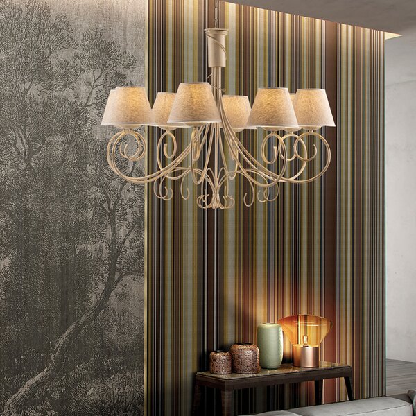 Light for home - Kovový lustr BL258-8-AV Vienna, 8 X 40 Watt Max, slonová kost, zlatá, 8 X 40 W, E14, Slonová kost, zlatá