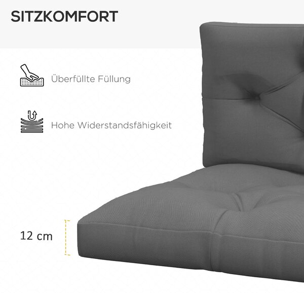 Outsunny 2místný Paletový Polštář 120cm x 80cm x 12cm s UV Ochrannou pro Zahradní Lavici, Tmavě Šedý | Aosom