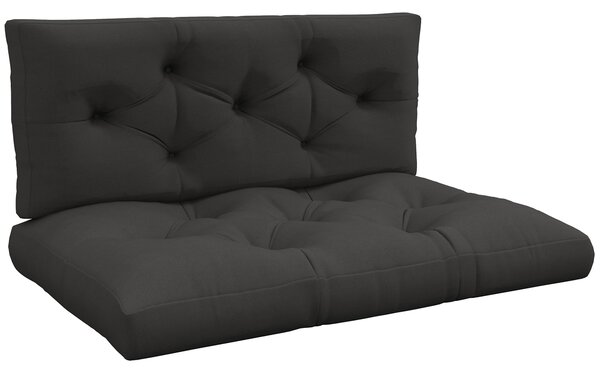 Outsunny 2místný Paletový Polštář 120cm x 80cm x 12cm s UV Ochrannou pro Zahradní Lavici, Tmavě Šedý | Aosom