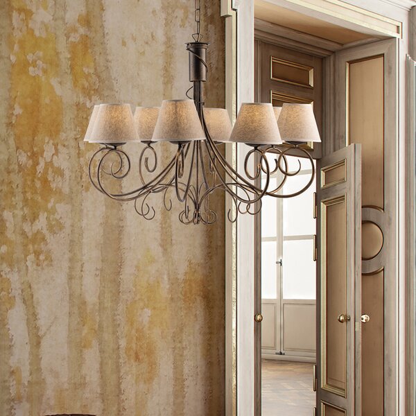 Light for home - Kovový lustr BL258-8-BR Vienna, 8 X 40 Watt Max, hnědá, zlatá, 8 X 40 W, E14, Hnědá, zlatá