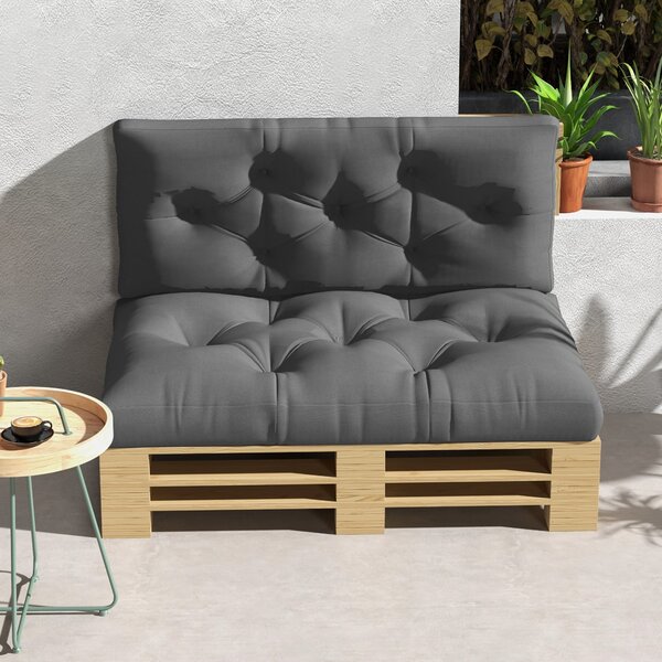 Outsunny 2místný Paletový Polštář 120cm x 80cm x 12cm s UV Ochrannou pro Zahradní Lavici, Tmavě Šedý | Aosom
