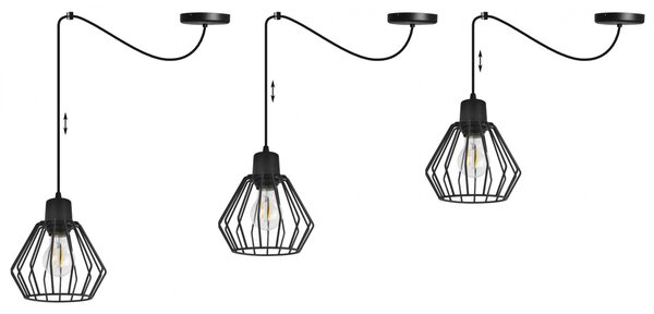 Light for home - Závěsné svítidlo na nastavitelných kabelech SPIDER NUVOLA 2502-1, 1x60W, E27, Černá