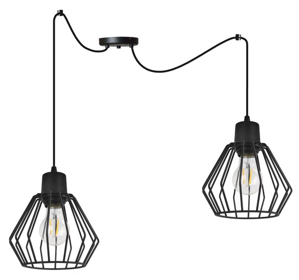 Light for home - Závěsné svítidlo na nastavitelných kabelech SPIDER NUVOLA 2502-2, 2x60W, E27, Černá