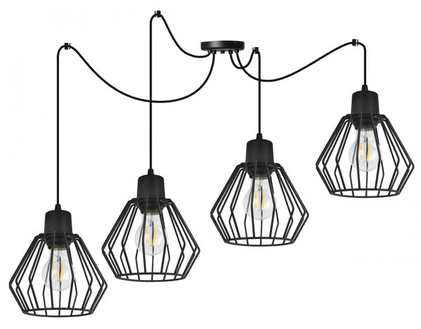 Light for home - Závěsné svítidlo na nastavitelných kabelech SPIDER NUVOLA 2502-4, 4x60W, E27, Černá