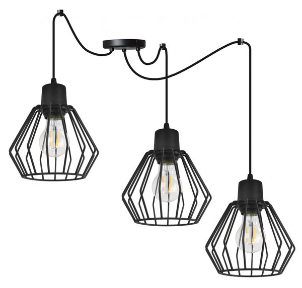 Light for home - Závěsné svítidlo na nastavitelných kabelech SPIDER NUVOLA 2502-3, 3x60W, E27, Černá