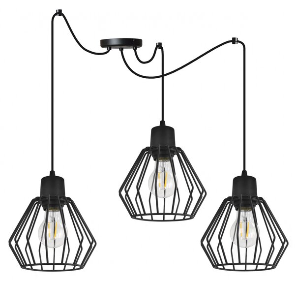 Light for home - Závěsné svítidlo na nastavitelných kabelech SPIDER NUVOLA 2502-3, 3x60W, E27, Černá