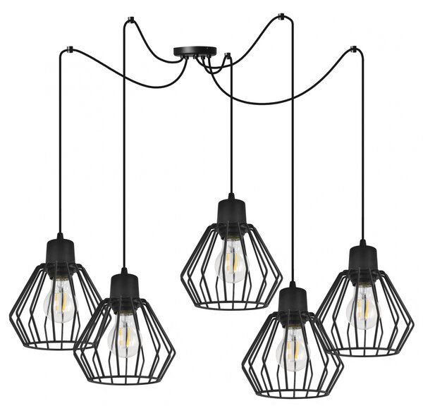Light for home - Závěsné svítidlo na nastavitelných kabelech SPIDER NUVOLA 2502-5, 5x60W, E27, Černá