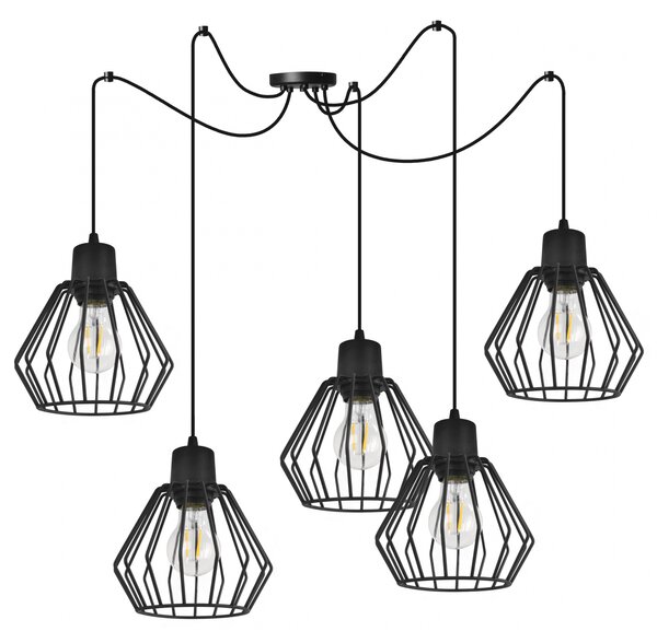 Light for home - Závěsné svítidlo na nastavitelných kabelech SPIDER NUVOLA 2502-5, 5x60W, E27, Černá