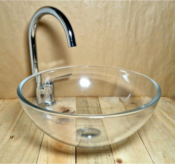 Light for home - Skleněné designové umyvadlo "Crystal Clear Simplicity" U 002, Transparentní