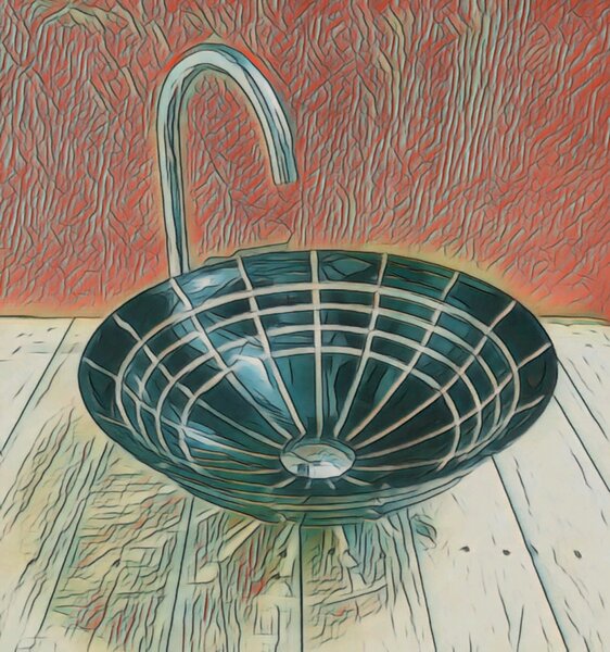 Light for home - Skleněné designové umyvadlo "Black Diamond Beauty" U 005, Černá