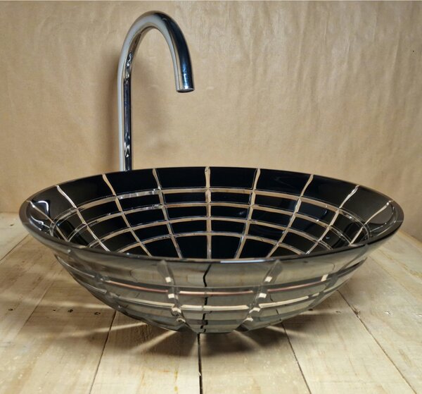 Light for home - Skleněné designové umyvadlo "Black Diamond Beauty" U 005, Černá