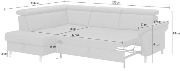 ROHOVÁ SEDAČKA, textil, kůže, šedá Sit & More - Sedací soupravy, Online Only