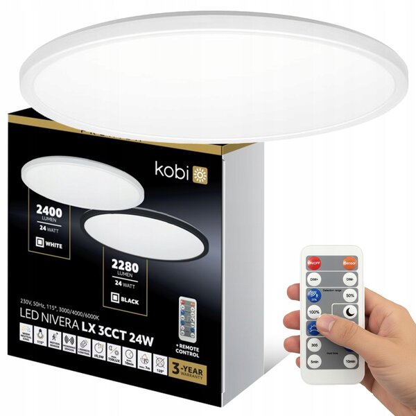 LED Stropní Svítidlo NIVERA CIRCLE 24W 3CCT LX se senzorem IP54 bílé Kulatý Kobi