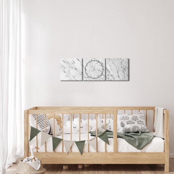 Obraz - Pampas grass N⁰2 (s hodinami) (90x30 cm)