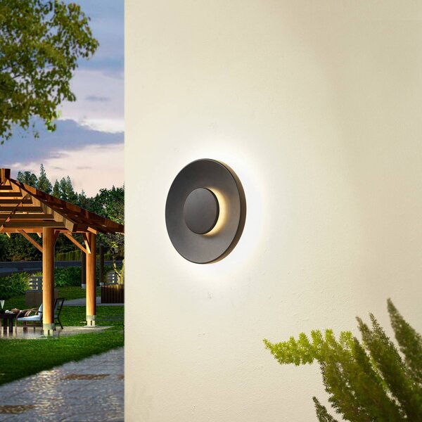 Lucande Venkovní nástěnné svítidlo LED Kayana, černá barva, hliník, 24 cm, Černá, Hliník, Moderní