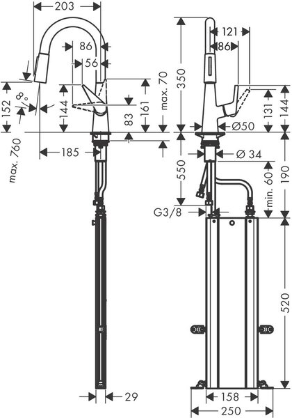 Hansgrohe Talis M51 kuchyňská baterie stojící chrom 73850000