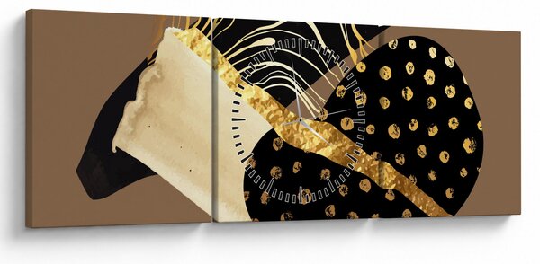 Obraz - Abstrakce golden brown N⁰1 (s hodinami) (90x30 cm)