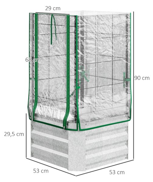 Vyvýšený zahradní záhon s treláží Outsunny, 53 x 53 x 90 cm pro zahradu, balkon a terasu, květináč pro popínavé rostliny, košíkové rostliny a květiny