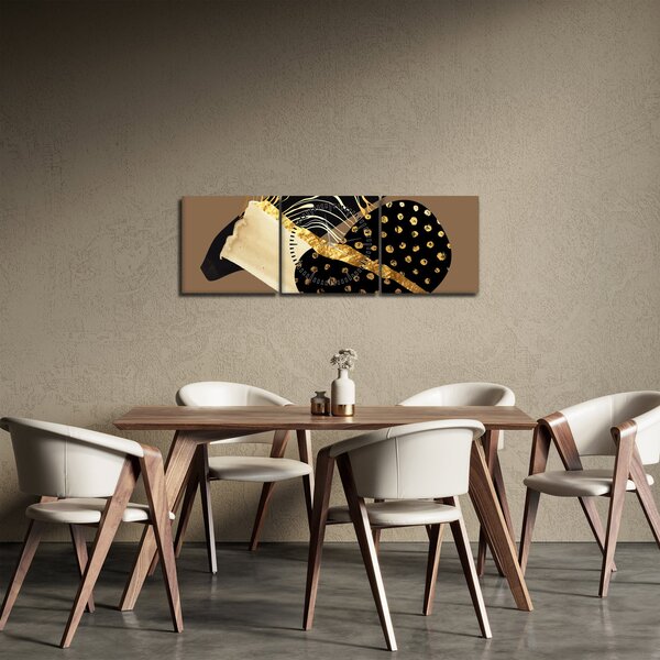 Obraz - Abstrakce golden brown N⁰1 (s hodinami) (90x30 cm)
