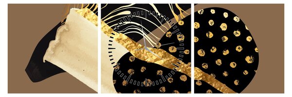 Obraz - Abstrakce golden brown N⁰1 (s hodinami) (90x30 cm)