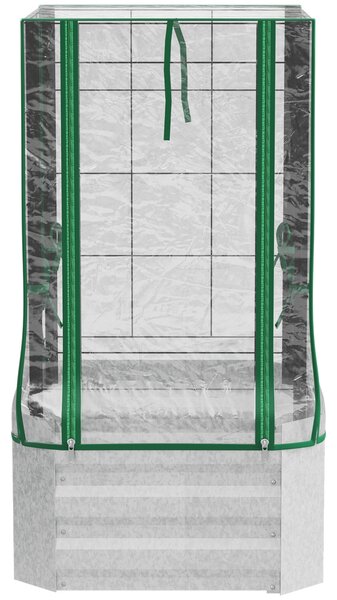 Vyvýšený zahradní záhon s treláží Outsunny, 53 x 53 x 90 cm pro zahradu, balkon a terasu, květináč pro popínavé rostliny, košíkové rostliny a květiny