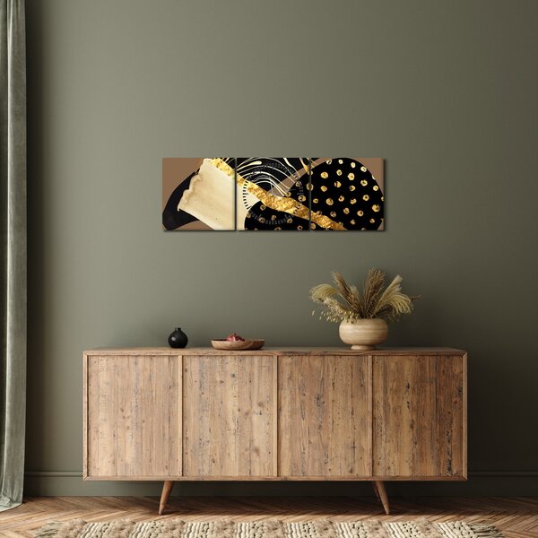 Obraz - Abstrakce golden brown N⁰1 (s hodinami) (90x30 cm)