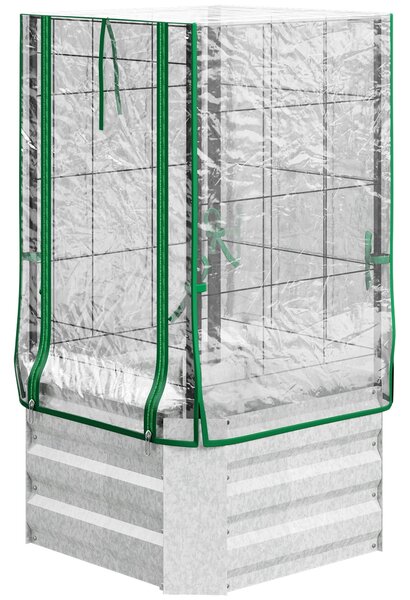Vyvýšený zahradní záhon s treláží Outsunny, 53 x 53 x 90 cm pro zahradu, balkon a terasu, květináč pro popínavé rostliny, košíkové rostliny a květiny