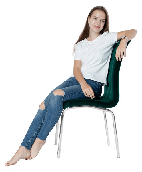 Jídelní židle CLARISA - látka Velvet, smaragdová / chrom
