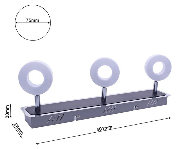 Bodové LED svítidlo Sole, 3x LED 15w, 4000k, ch/b