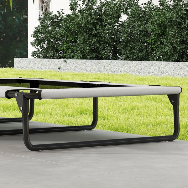 PawHut Vyvýšená Skládací Psí Postel, Zahradní Psí Lehátko s Mřížkovým Designem, Prodyšné, pro Velké Psy Světle Šedá Oxford 107 x 61 x 20 cm | Aosom